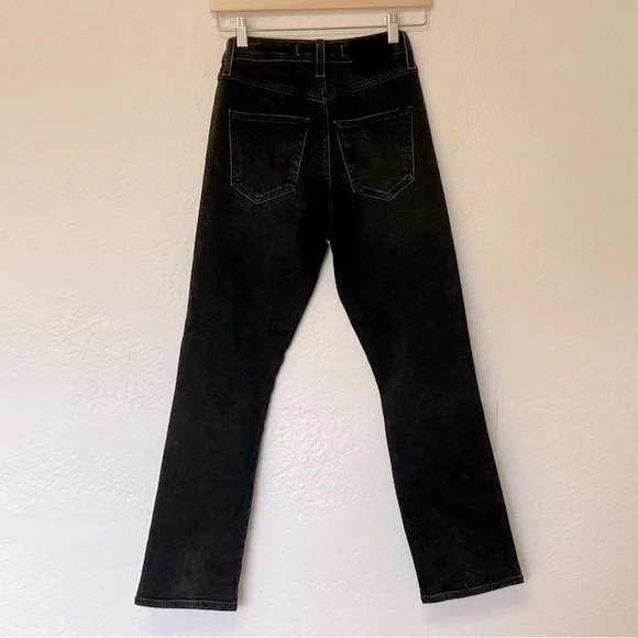 AMO Chloe Crop with Piping Black Natural Wash Jeans, Size 25 - Picture 5 of 10